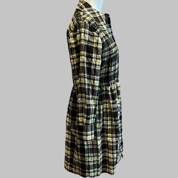 GANNI Checked cotton-ble seersucker mini shirt dress size 38 - Picture 10 of 16